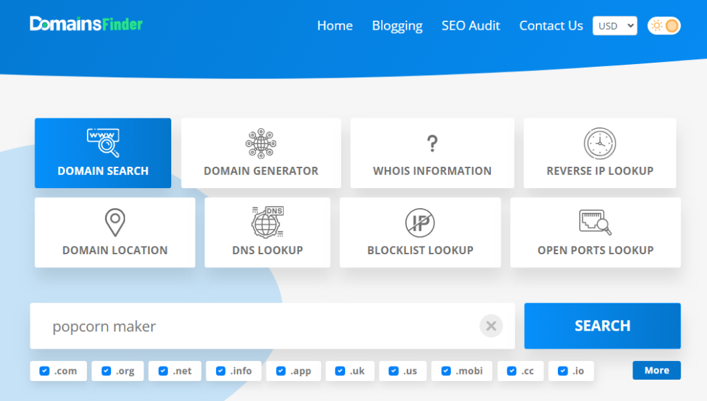 domain name search with keyword