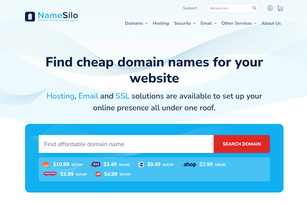 namesilo homepage