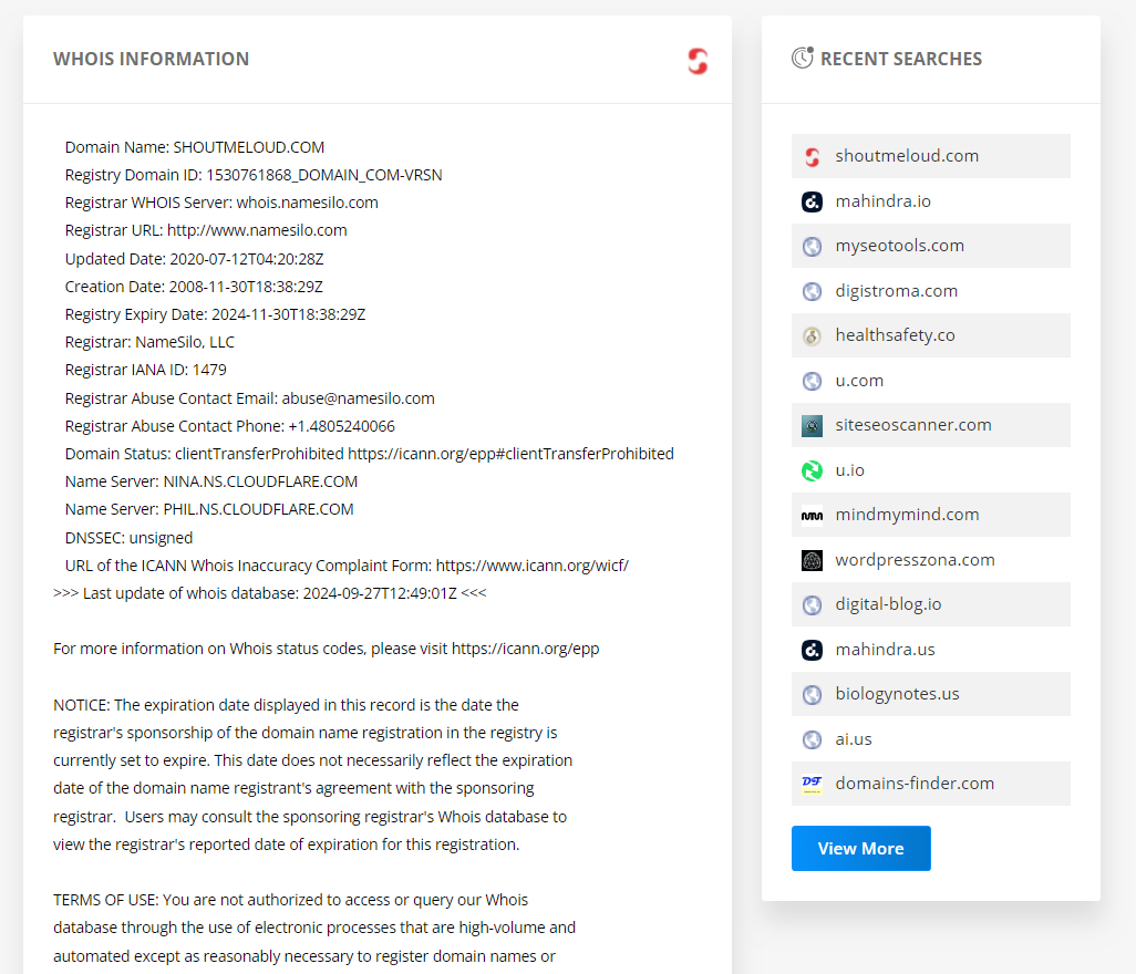website whois information